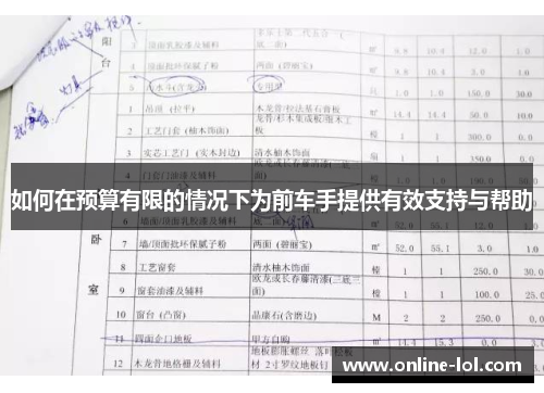 如何在预算有限的情况下为前车手提供有效支持与帮助
